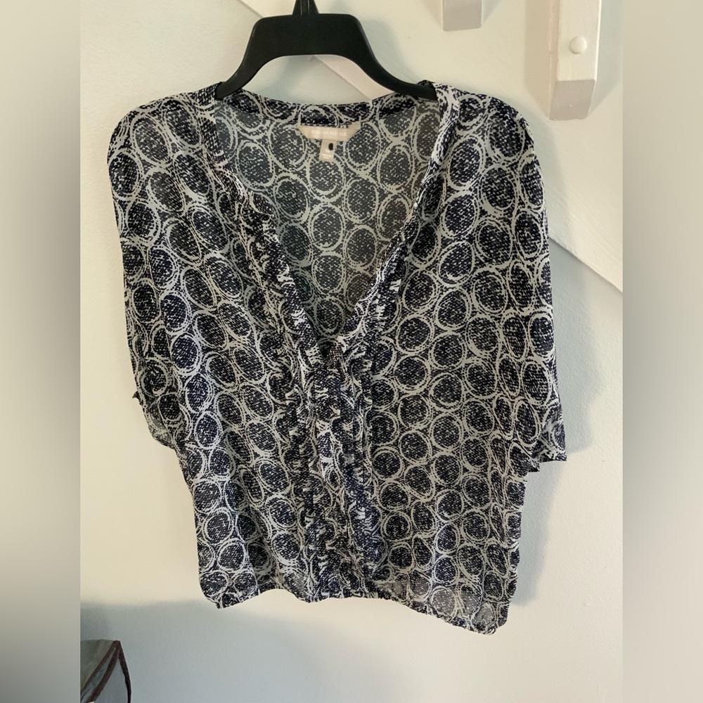 Banana Republic Navy and White Blouse Size M